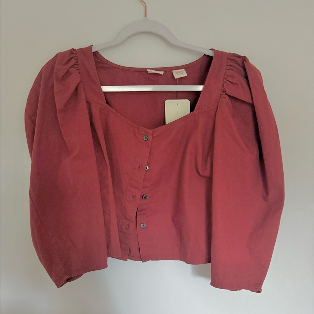 Levis Balloon Sleeves Crop Top